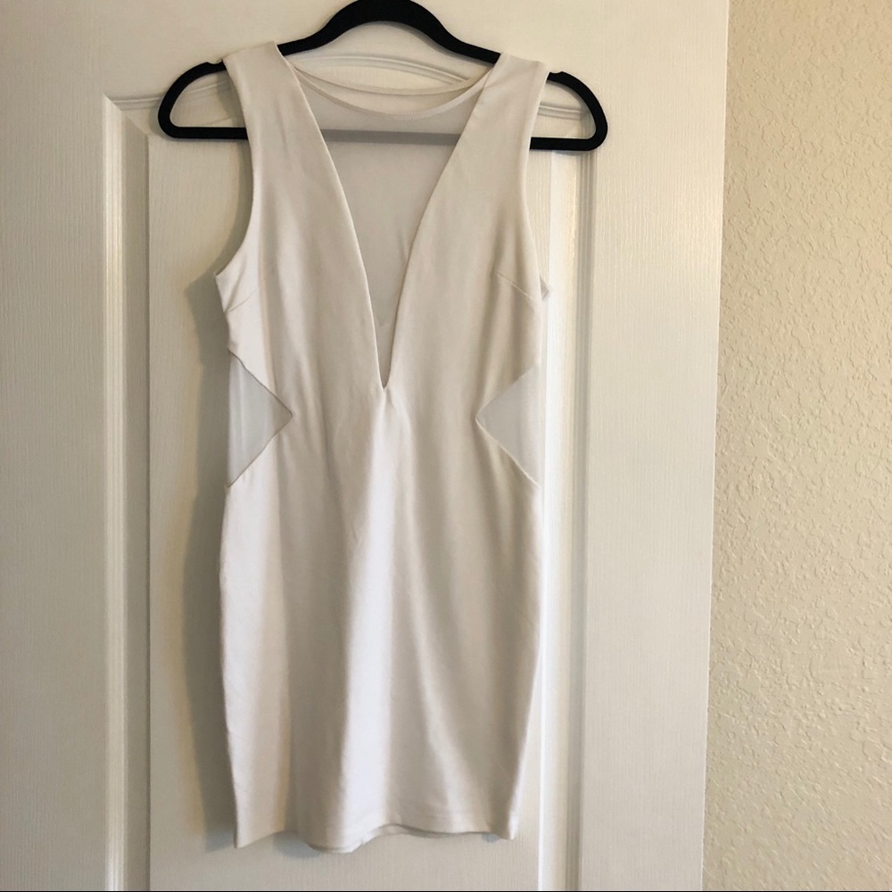 Small White Mini Dress with Mesh cutouts